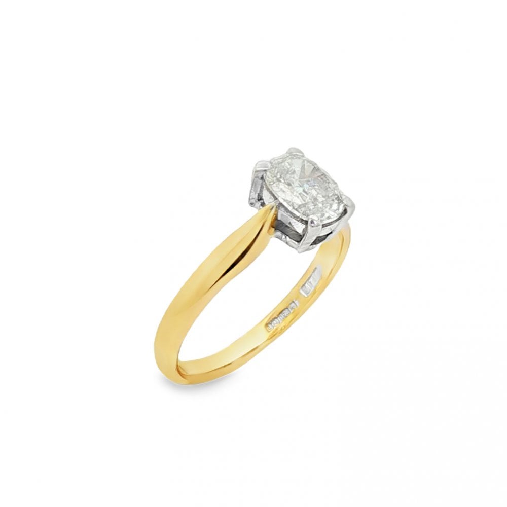 18ct Yellow Gold Oval Diamond Engagement Ring - Size I½ - 0.61ct