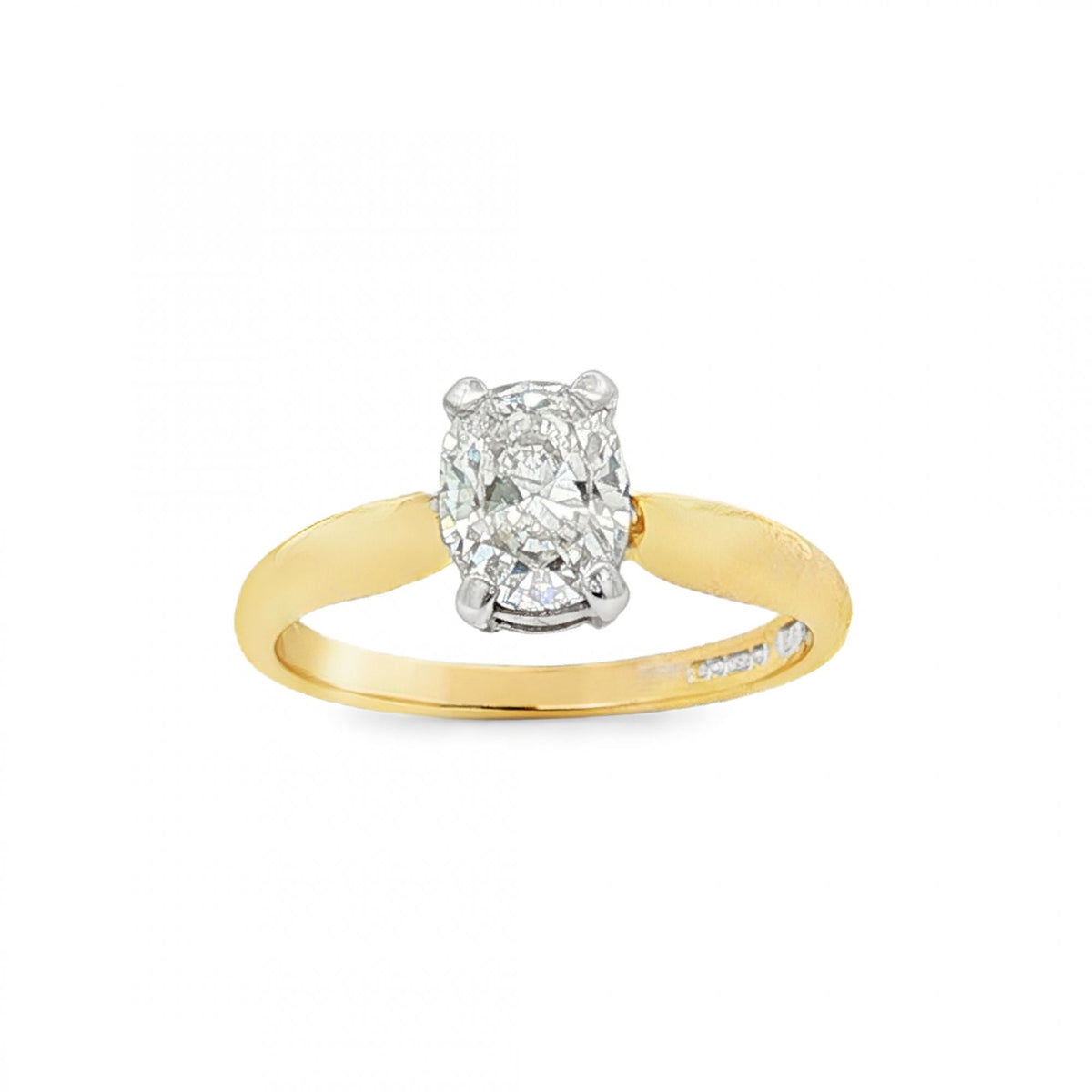 18ct Yellow Gold Oval Diamond Engagement Ring - Size I½ - 0.61ct