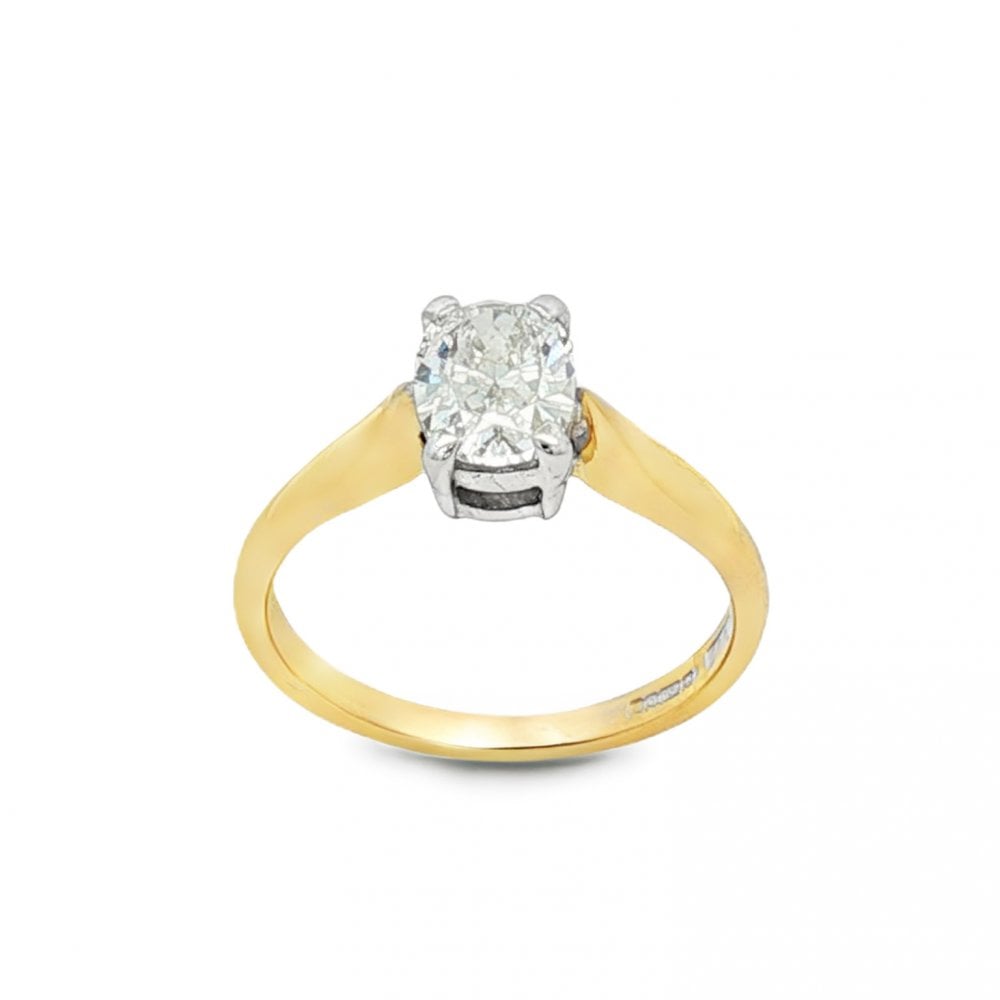 18ct Yellow Gold Oval Diamond Engagement Ring - Size I½ - 0.61ct