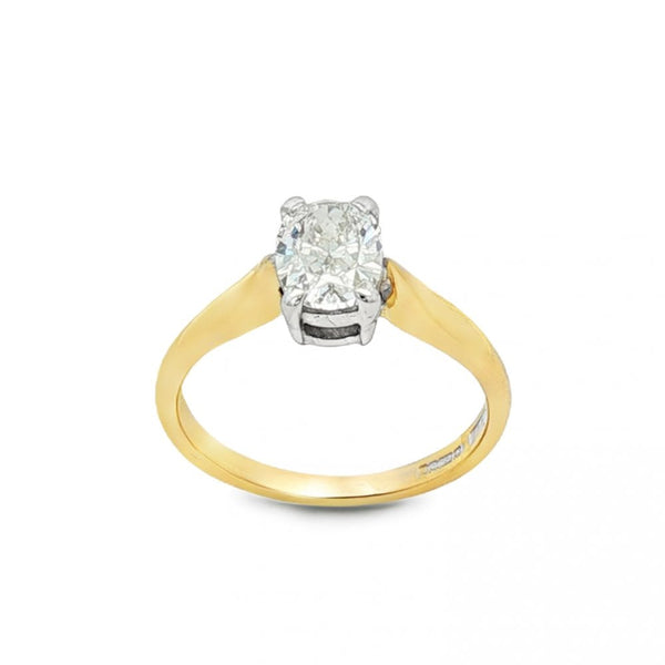 18ct Yellow Gold Oval Diamond Engagement Ring - Size I½ - 0.61ct
