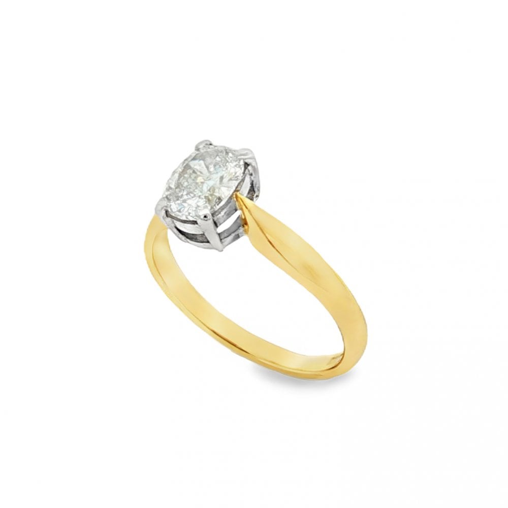18ct Yellow Gold Oval Diamond Engagement Ring - Size I½ - 0.61ct