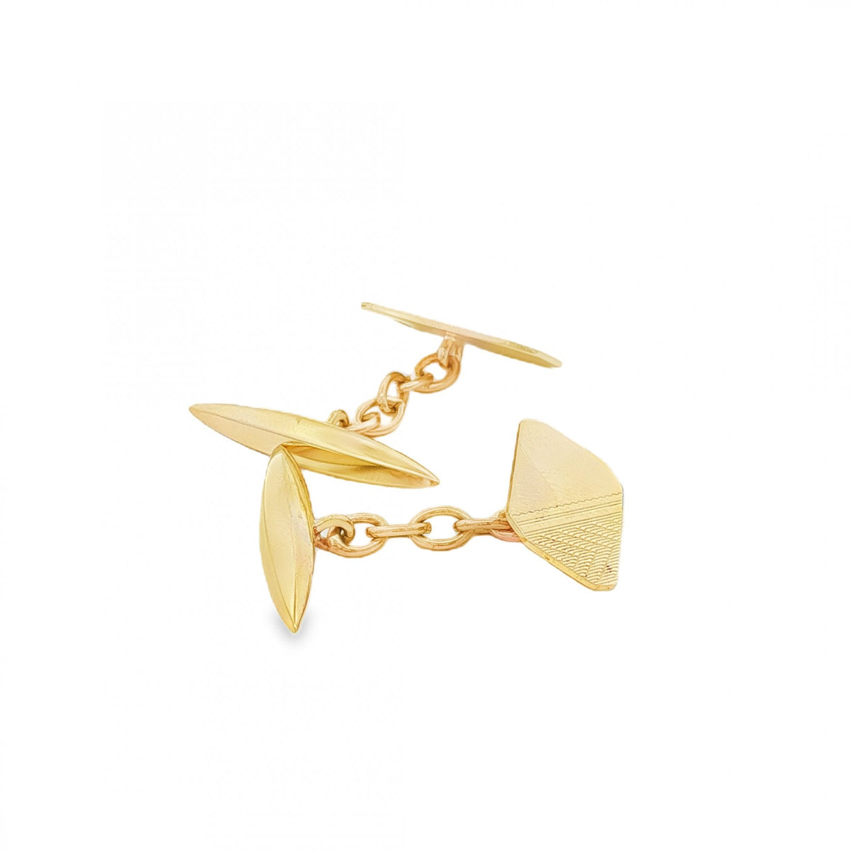 9ct Yellow Gold Half-Patterned Cufflinks - 10x17mm - 5.0g