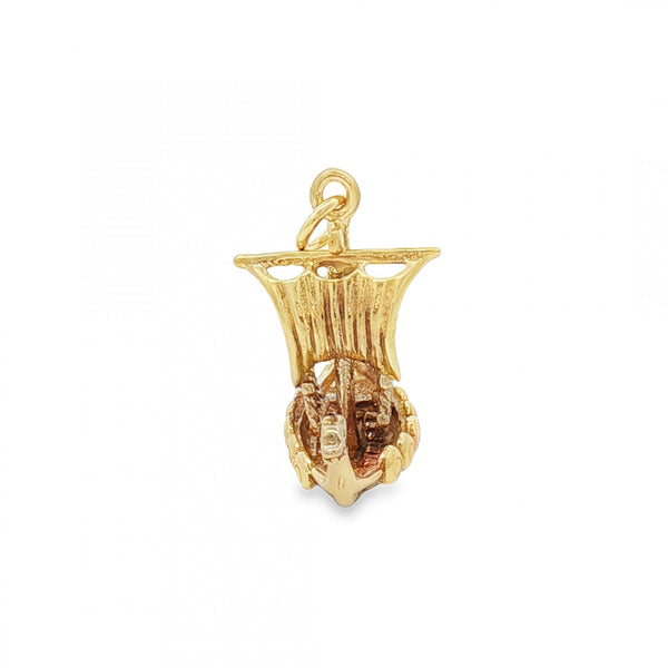 9ct Yellow Gold Viking Ship Charm - 23x23x14mm - 4.1g
