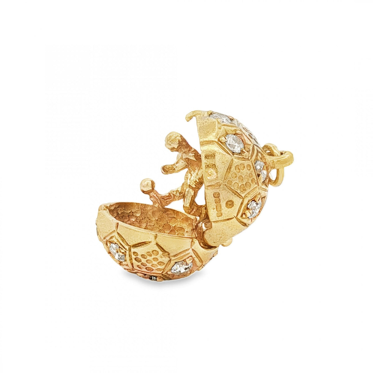 9ct Yellow Gold CZ Football Charm - 15x17x16mm - 7.1g