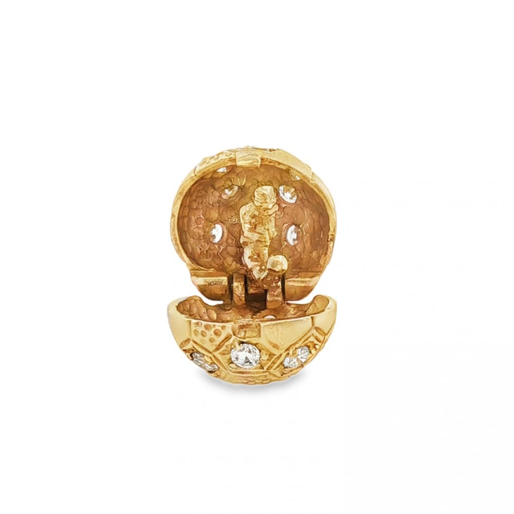 9ct Yellow Gold CZ Football Charm - 15x17x16mm - 7.1g