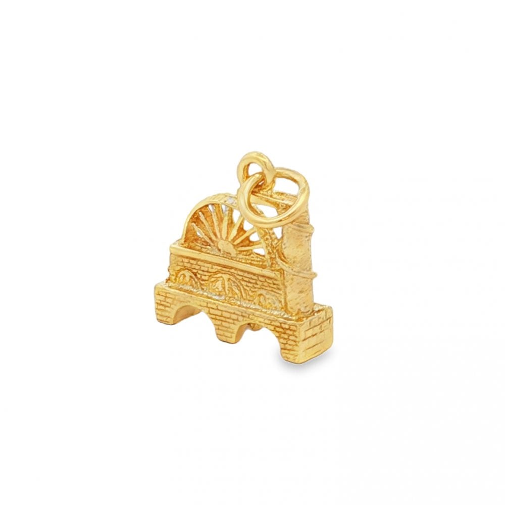 9ct Yellow Gold Waterwheel Charm - 16x17x5mm - 4.2g