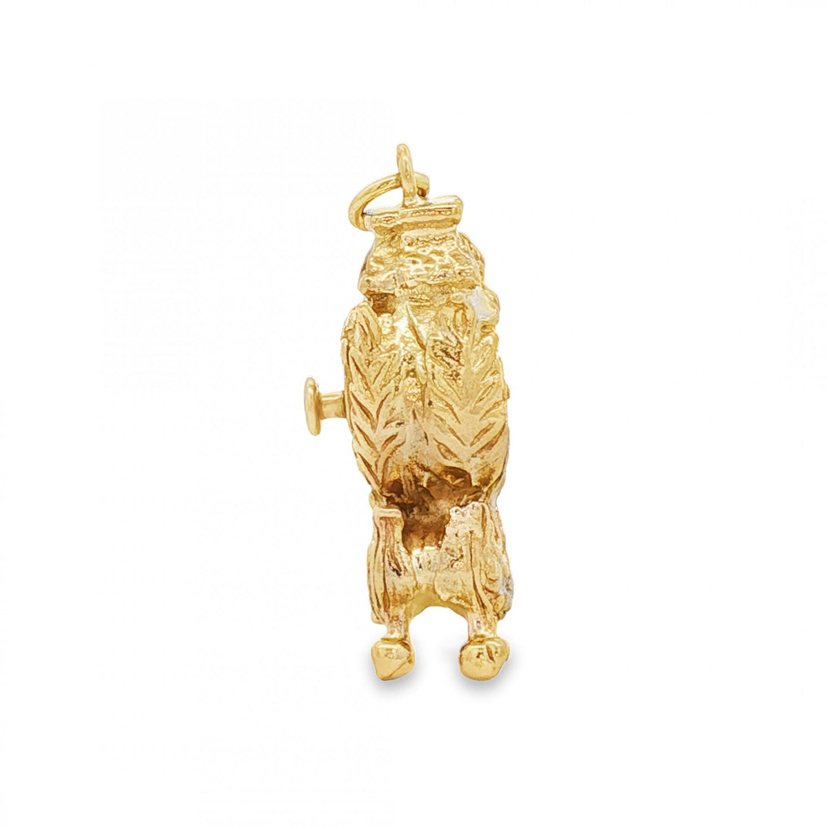 9ct Yellow Gold Old Clock Charm - 15x29x12mm - 8.1g