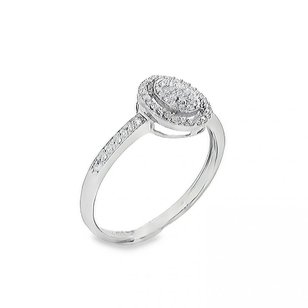 9ct White Gold Diamond Cluster Ring - Size N - 0.20ct