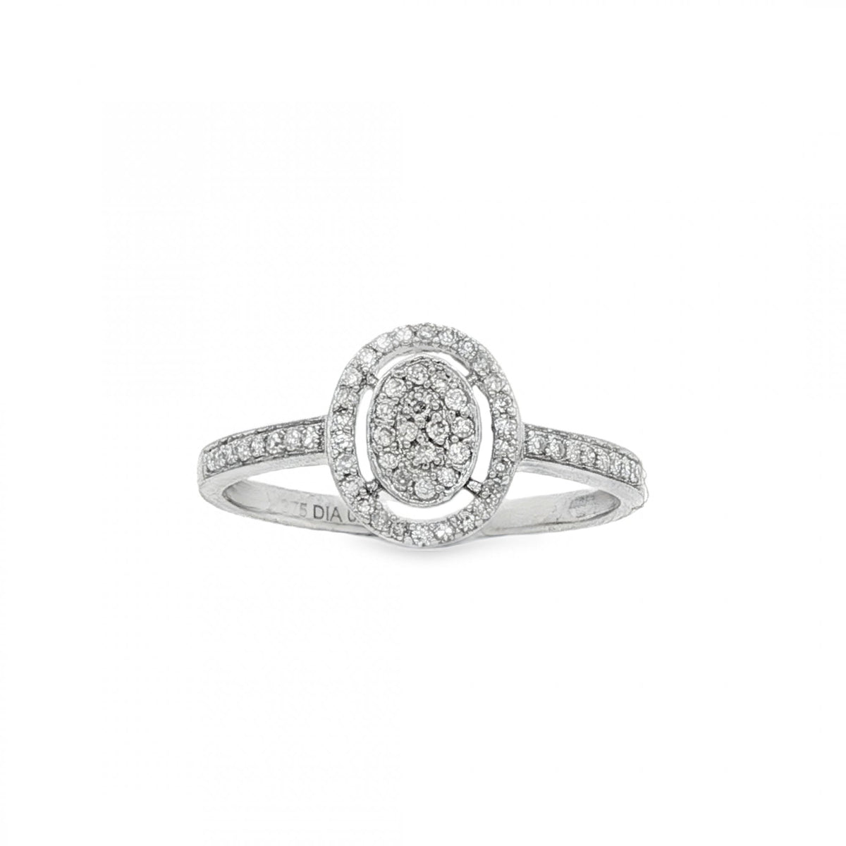 9ct White Gold Diamond Cluster Ring - Size N - 0.20ct