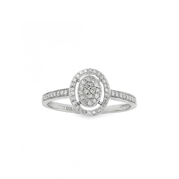 9ct White Gold Diamond Cluster Ring - Size N - 0.20ct