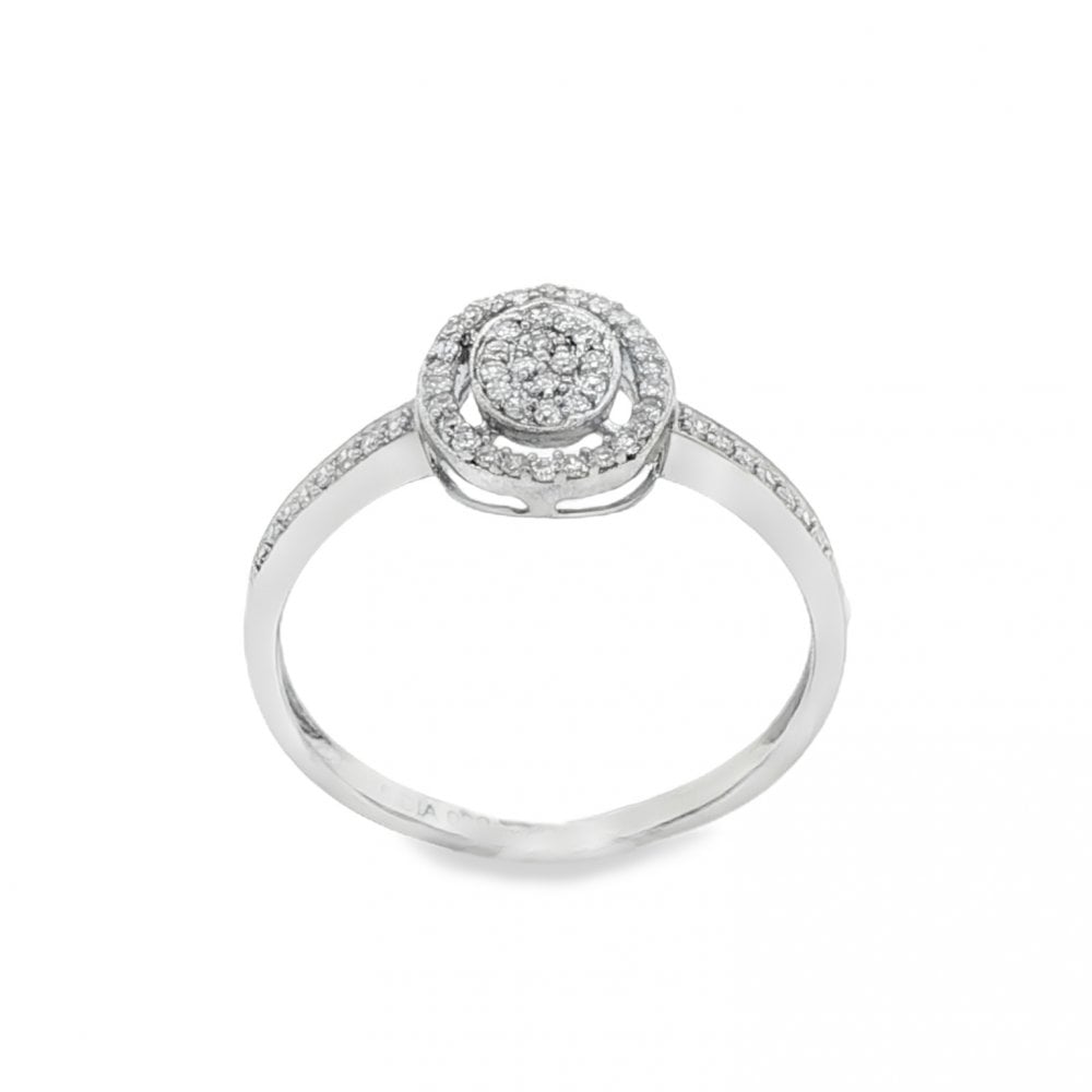 9ct White Gold Diamond Cluster Ring - Size N - 0.20ct