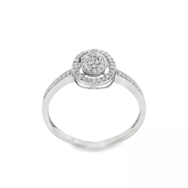 9ct White Gold Diamond Cluster Ring - Size N - 0.20ct