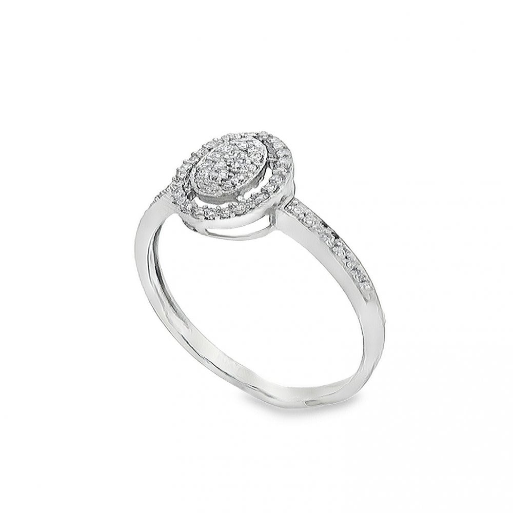 9ct White Gold Diamond Cluster Ring - Size N - 0.20ct