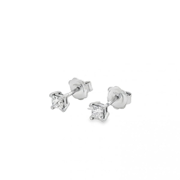 18ct White Gold Princess Diamond Stud Earrings - 5x5mm - 0.47ct