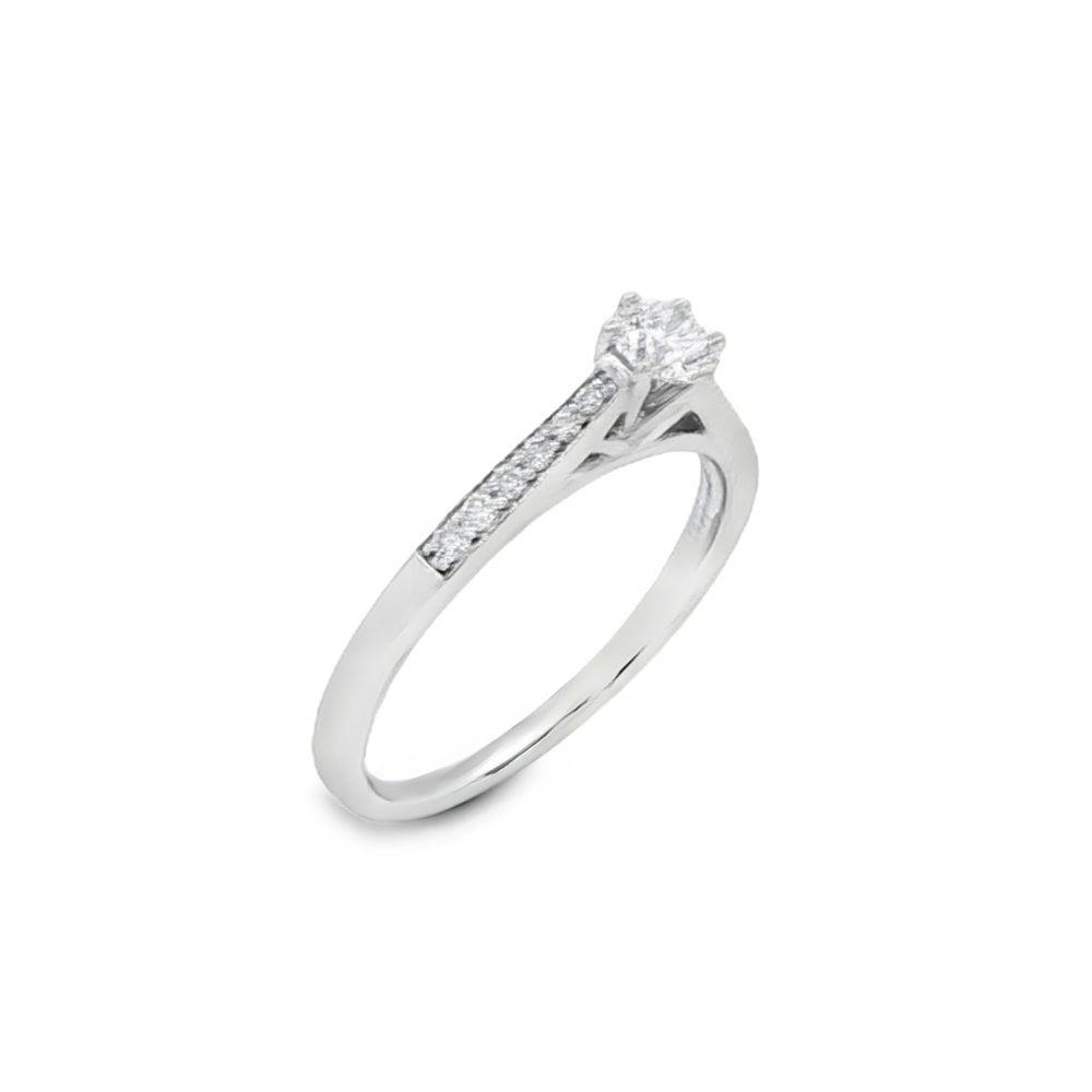 18ct White Gold Diamond Engagement Ring - Size N½ - 0.43ct