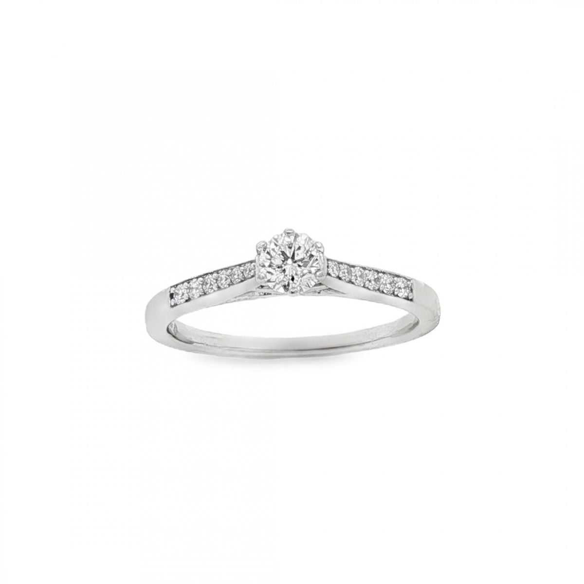 18ct White Gold Diamond Engagement Ring - Size N½ - 0.43ct