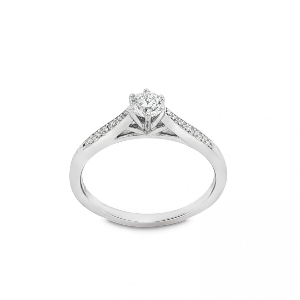 18ct White Gold Diamond Engagement Ring - Size N½ - 0.43ct