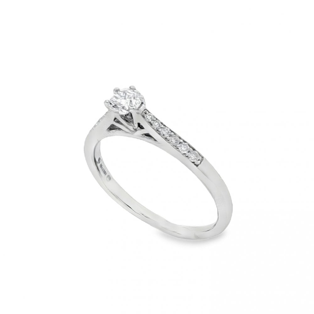18ct White Gold Diamond Engagement Ring - Size N½ - 0.43ct