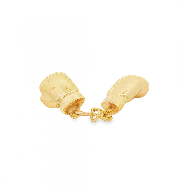 9ct Yellow Gold Chained Boxing Gloves Charm - 13x23x10mm - 3.3g