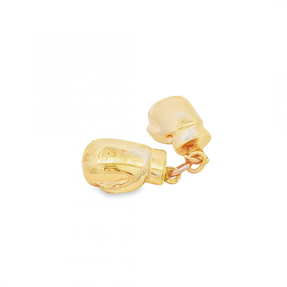 9ct Yellow Gold Chained Boxing Gloves Charm - 13x23x10mm - 3.3g