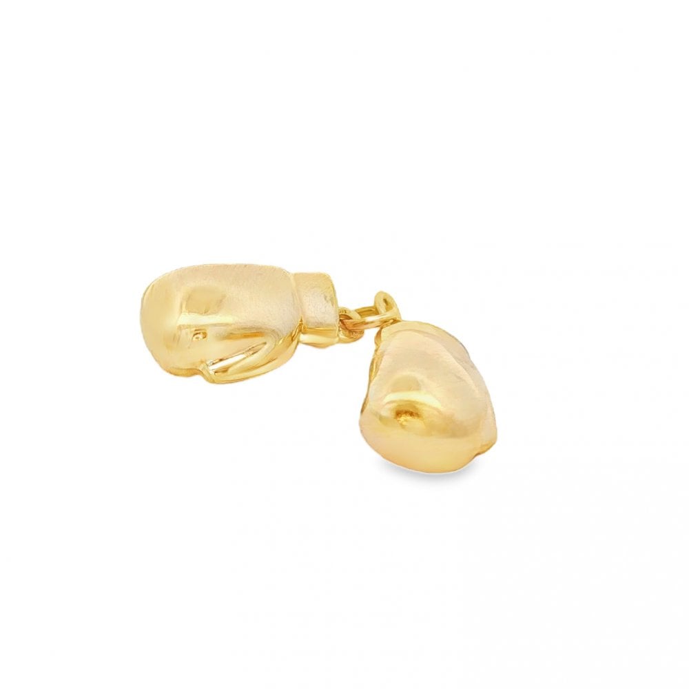 9ct Yellow Gold Chained Boxing Gloves Charm - 13x23x10mm - 3.3g