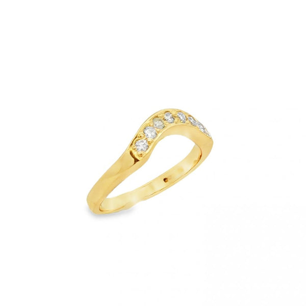 18ct Yellow Gold Diamond Wishbone Ring - Size N - 0.21ct