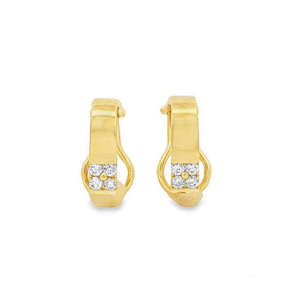 18ct Yellow Gold Diamond Springback Earrings - 0.24ct