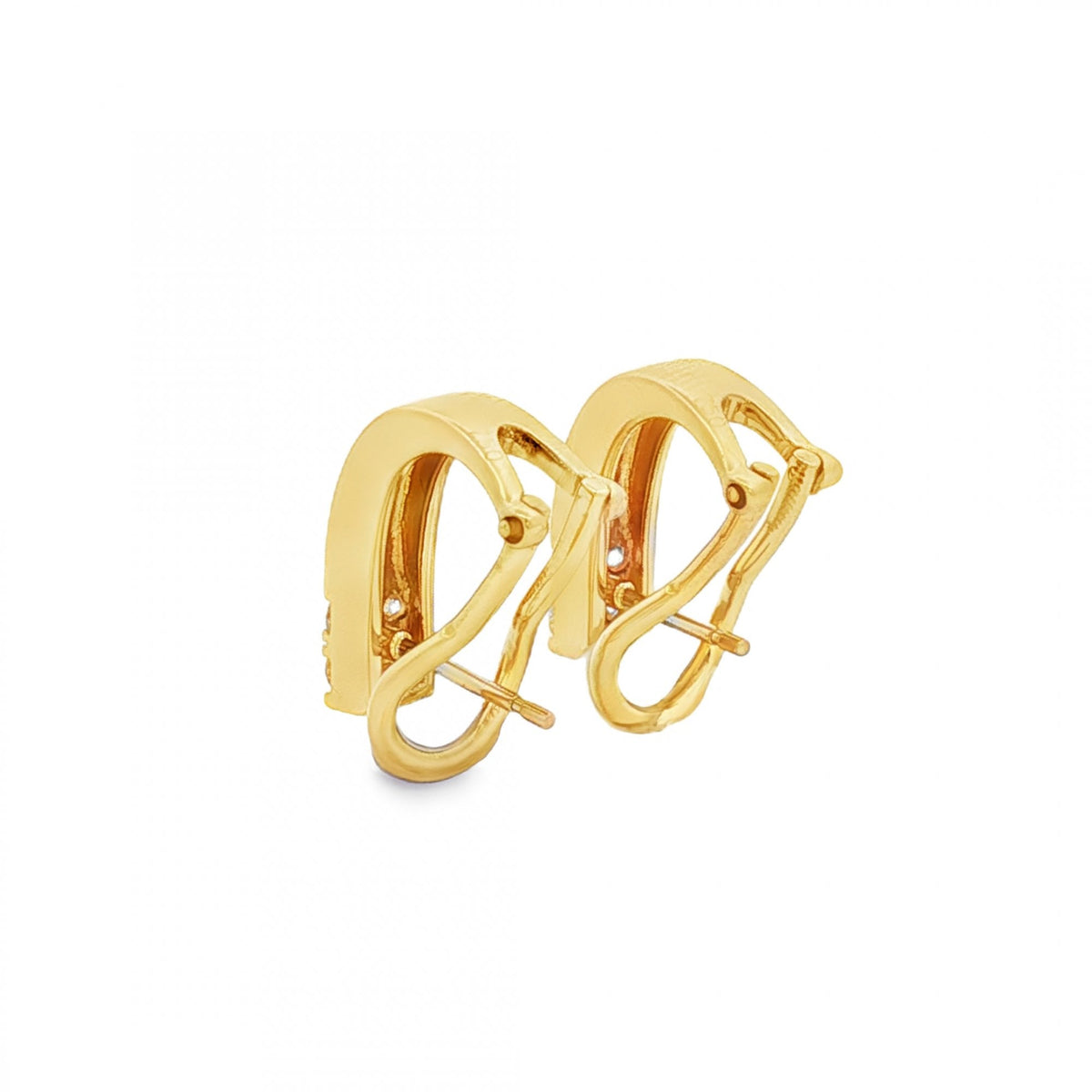 18ct Yellow Gold Diamond Springback Earrings - 0.24ct