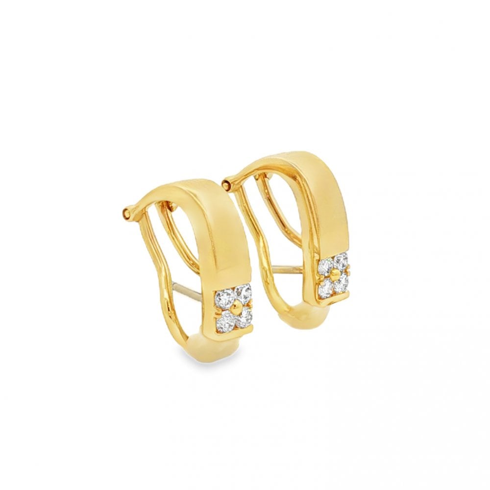 18ct Yellow Gold Diamond Springback Earrings - 0.24ct