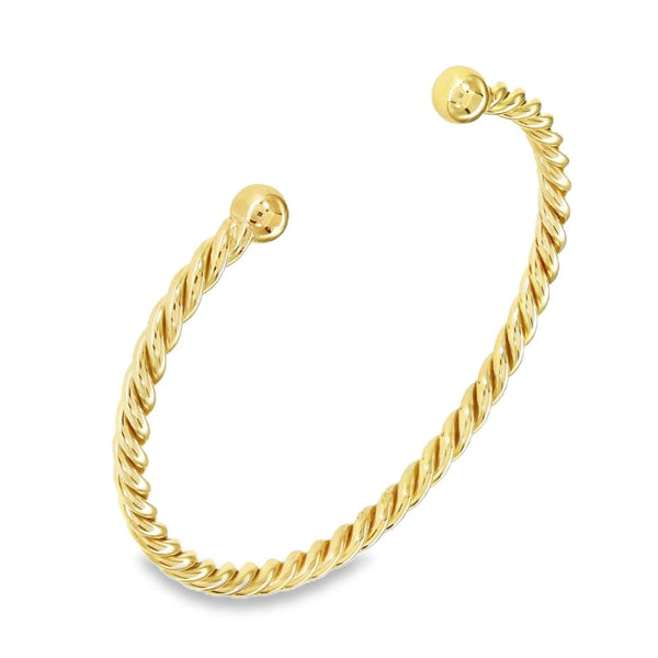 9ct Yellow Gold Twist Torque Bangle - 17cm - 13.4g