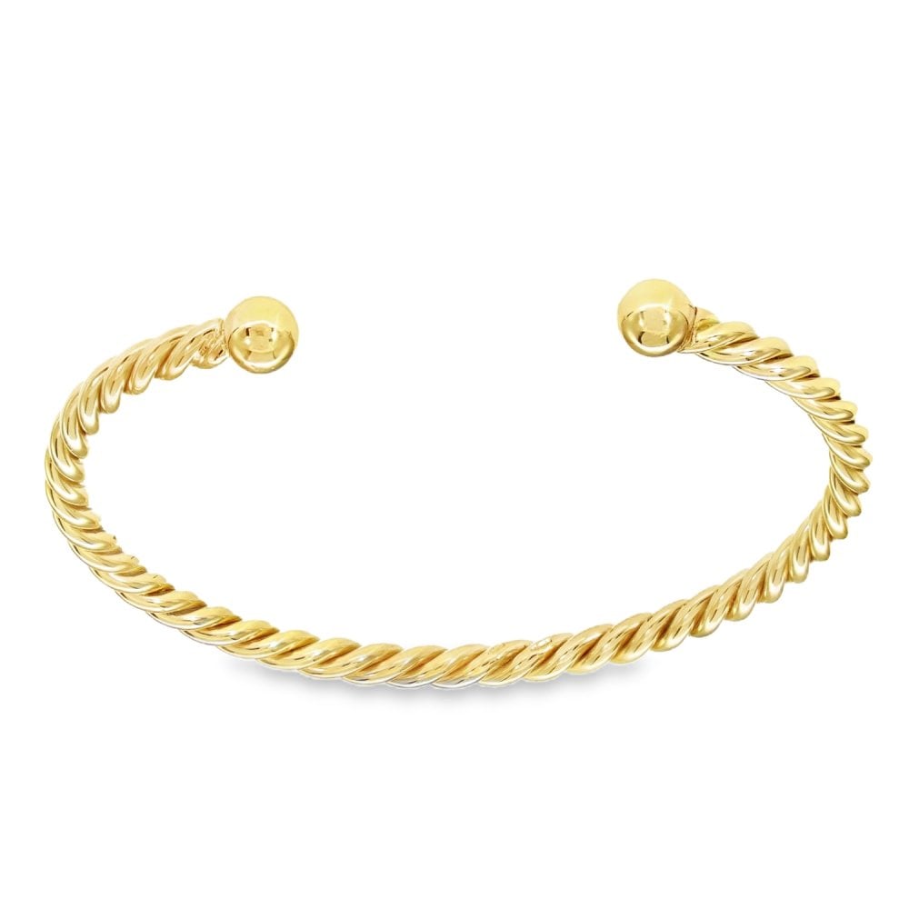 9ct Yellow Gold Twist Torque Bangle - 17cm - 13.4g