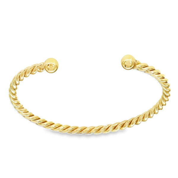 9ct Yellow Gold Twist Torque Bangle - 17cm - 13.4g