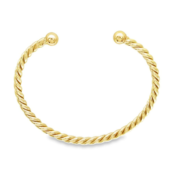 9ct Yellow Gold Twist Torque Bangle - 17cm - 13.4g