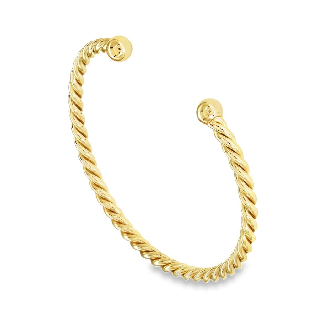 9ct Yellow Gold Twist Torque Bangle - 17cm - 13.4g
