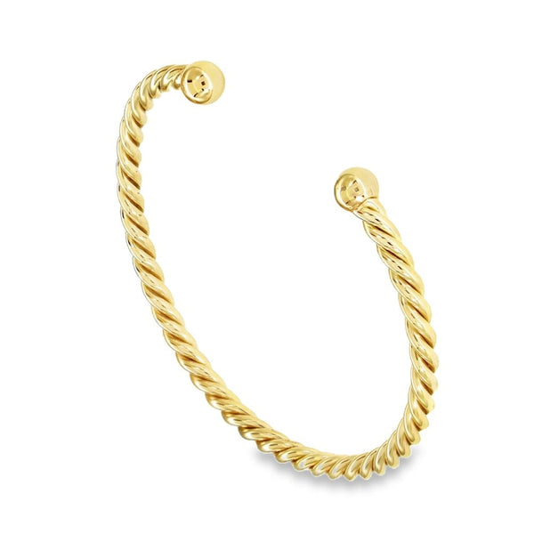 9ct Yellow Gold Twist Torque Bangle - 17cm - 13.4g