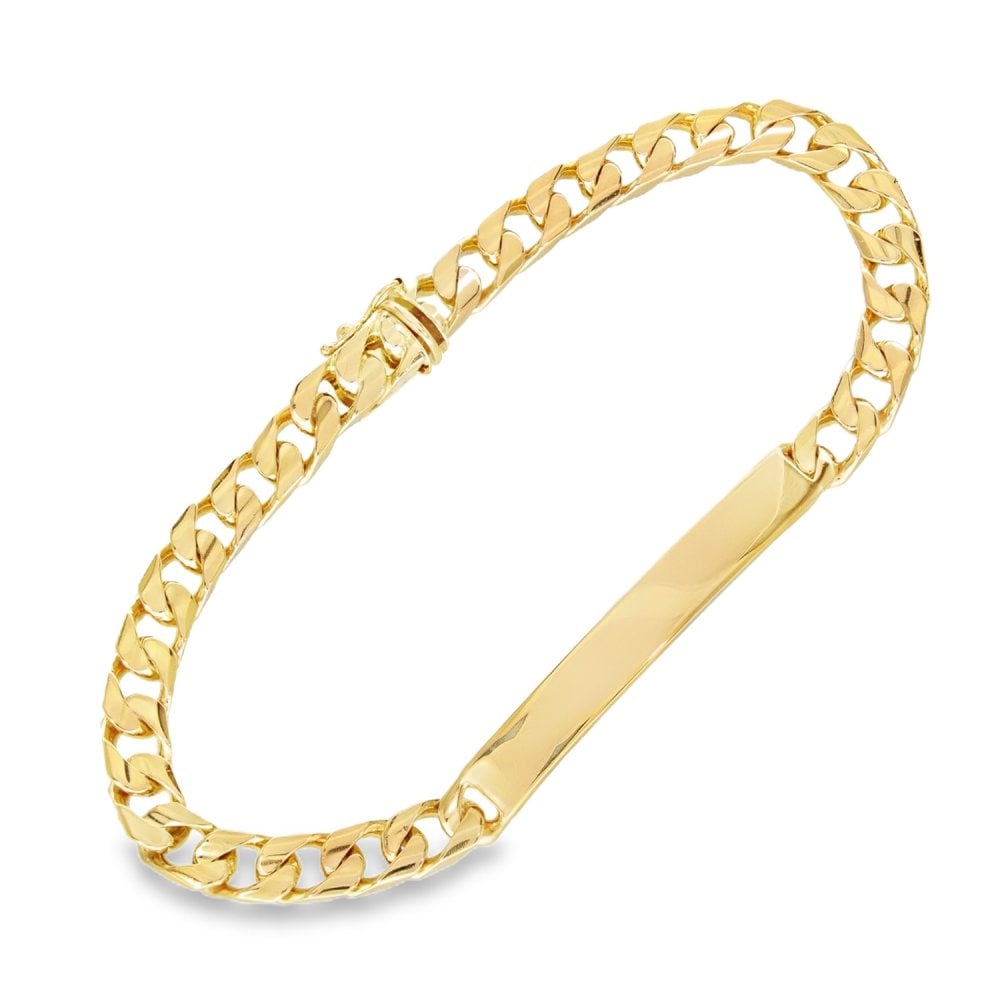 9ct Yellow Gold Curb ID Bracelet - 8.5" - 25.5g