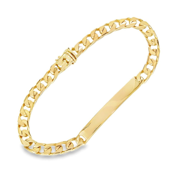 9ct Yellow Gold Curb ID Bracelet - 8.5" - 25.5g