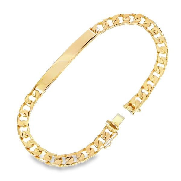 9ct Yellow Gold Curb ID Bracelet - 8.5" - 25.5g