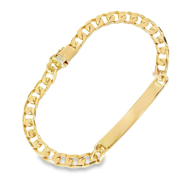 9ct Yellow Gold Curb ID Bracelet - 8.5" - 25.5g