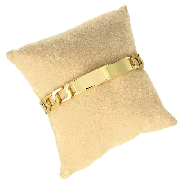 9ct Yellow Gold Bark-Engraved ID Curb Bracelet - 8" - 33.8g
