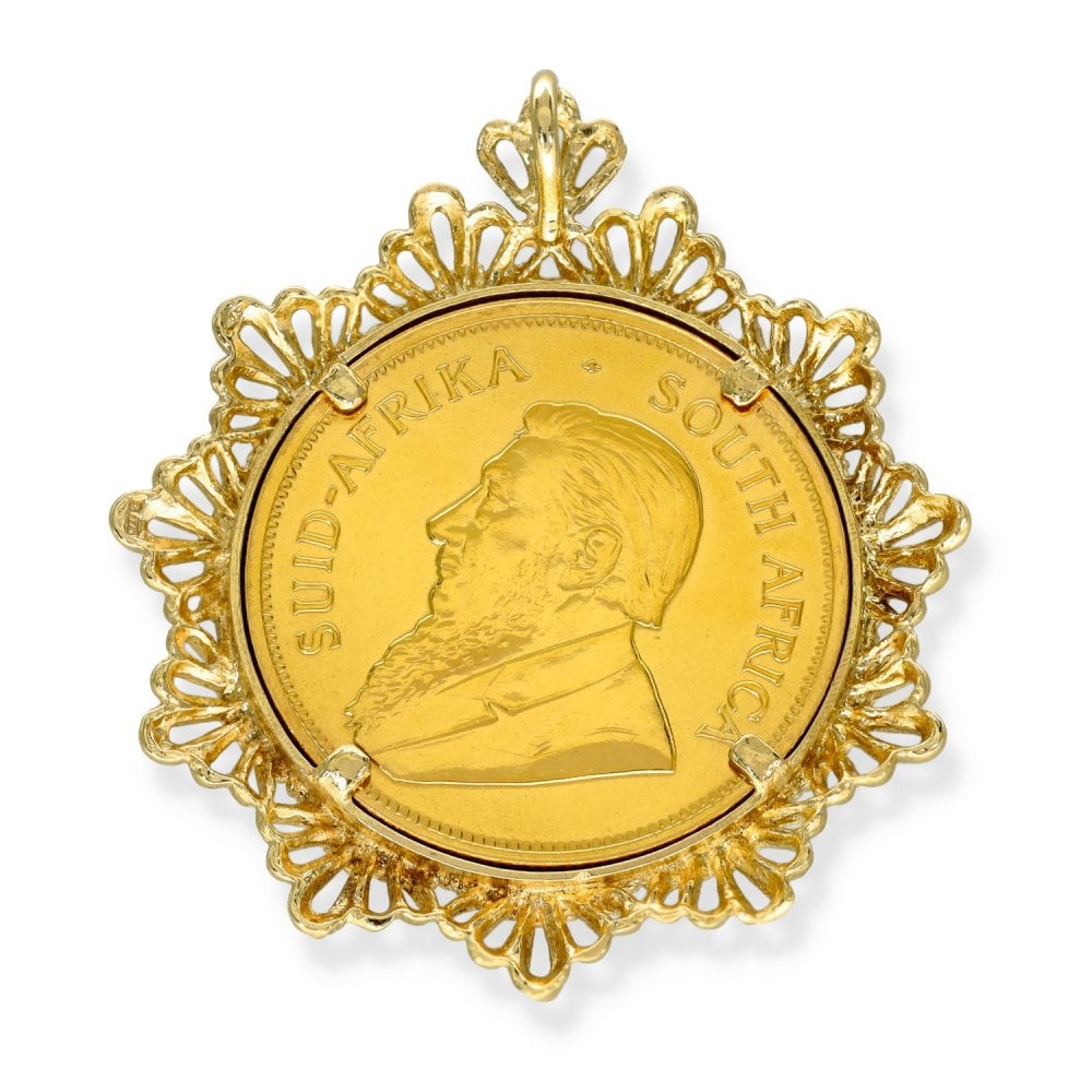 1976 Yellow Gold 1oz Krugerrand Coin Pendant -46x52x4.5mm -44.0g