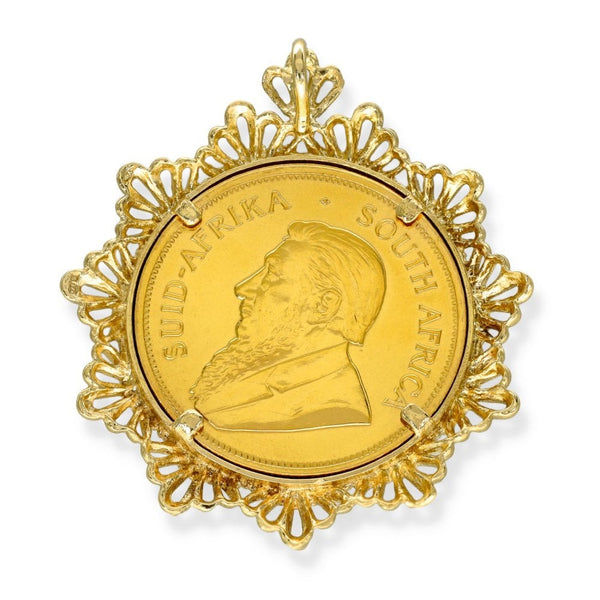 1976 Yellow Gold 1oz Krugerrand Coin Pendant -46x52x4.5mm -44.0g