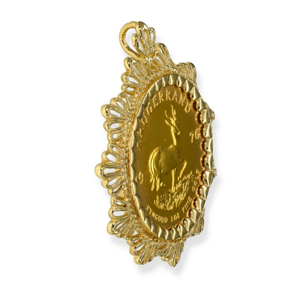 1976 Yellow Gold 1oz Krugerrand Coin Pendant -46x52x4.5mm -44.0g