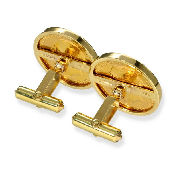 1913/14 Yellow Gold Full Sovereign Coin Cufflinks - 23x23x26mm