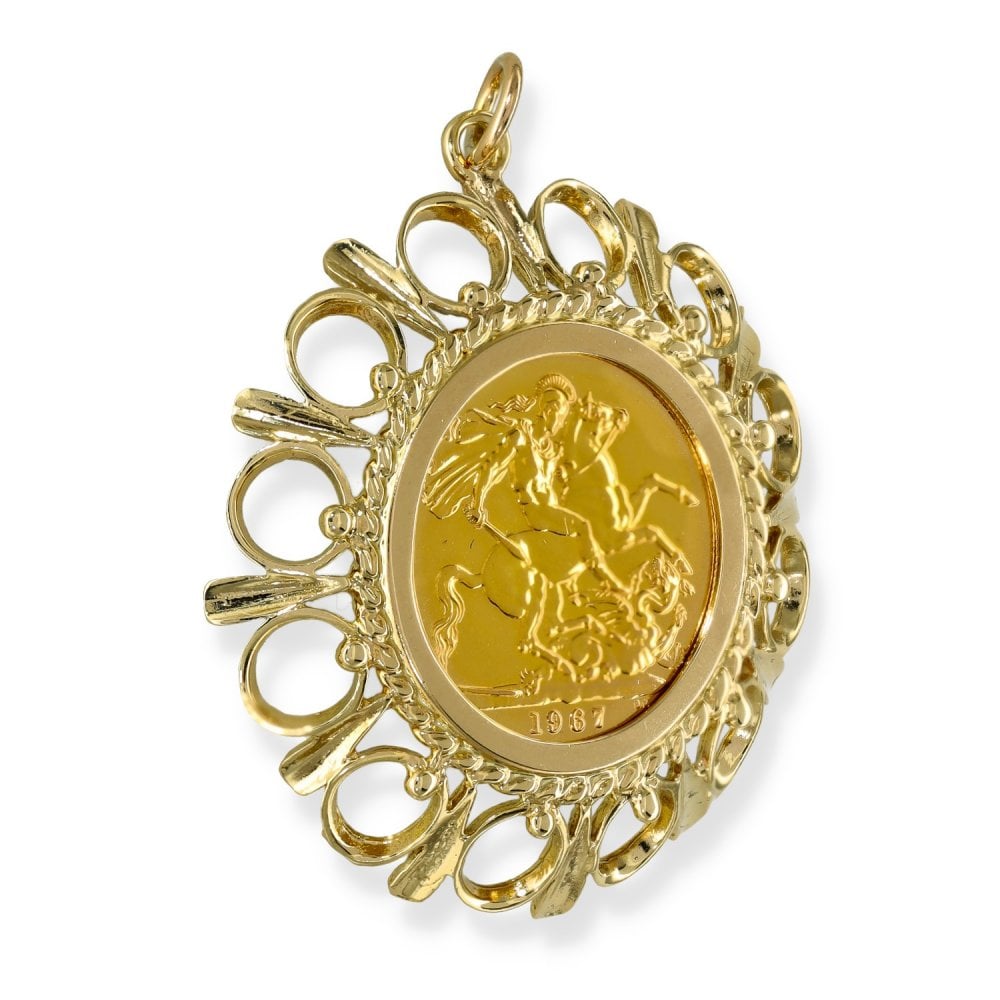 1967 Yellow Gold Full Sovereign Coin Pendant - 37x41x6mm - 13.1g