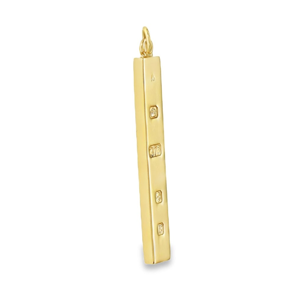 9ct Yellow Gold Ingot Pendant - 49x7x3mm - 10.5g