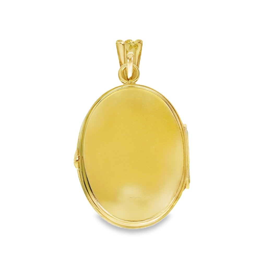 9ct Yellow Gold Oval Floral & Leaf Locket - 21x30x4mm - 4.9g