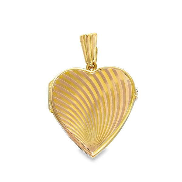 9ct Yellow Gold Patterned Heart Locket - 22x25x5mm - 4.9g