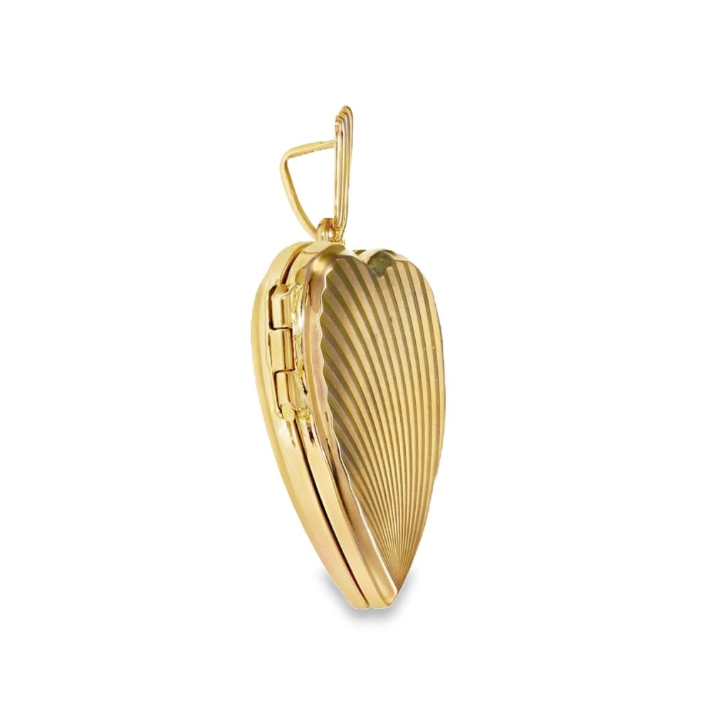 9ct Yellow Gold Patterned Heart Locket - 22x25x5mm - 4.9g