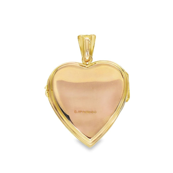 9ct Yellow Gold Patterned Heart Locket - 22x25x5mm - 4.9g